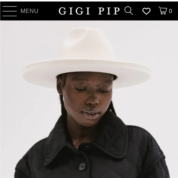 Cream/ivory Gigi Pip felt wide brim hat - Picture 3 of 12